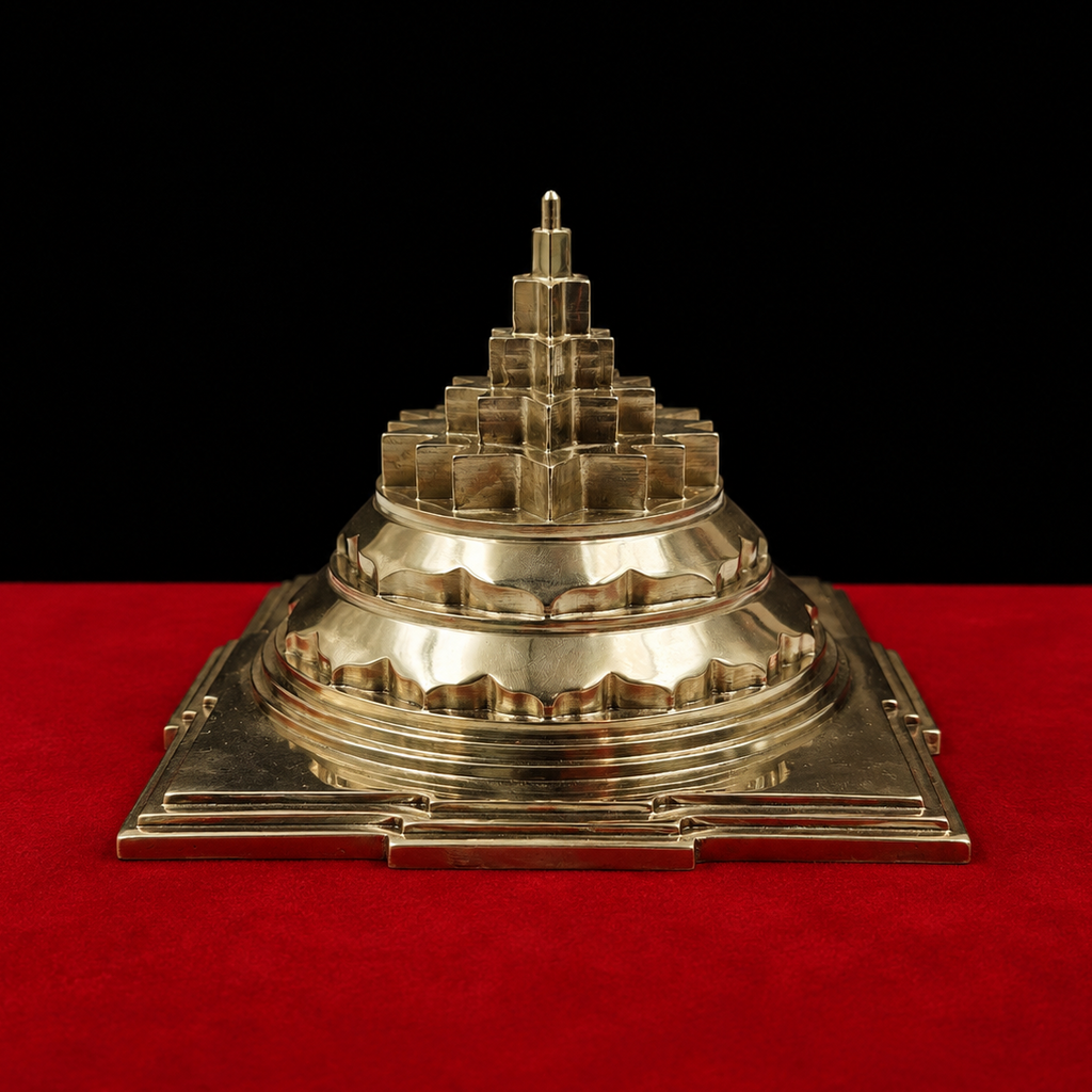 Solid Panchdhatu Meru Sri Yantra. Precision-carved with flawless sacred geometry 5 inch.