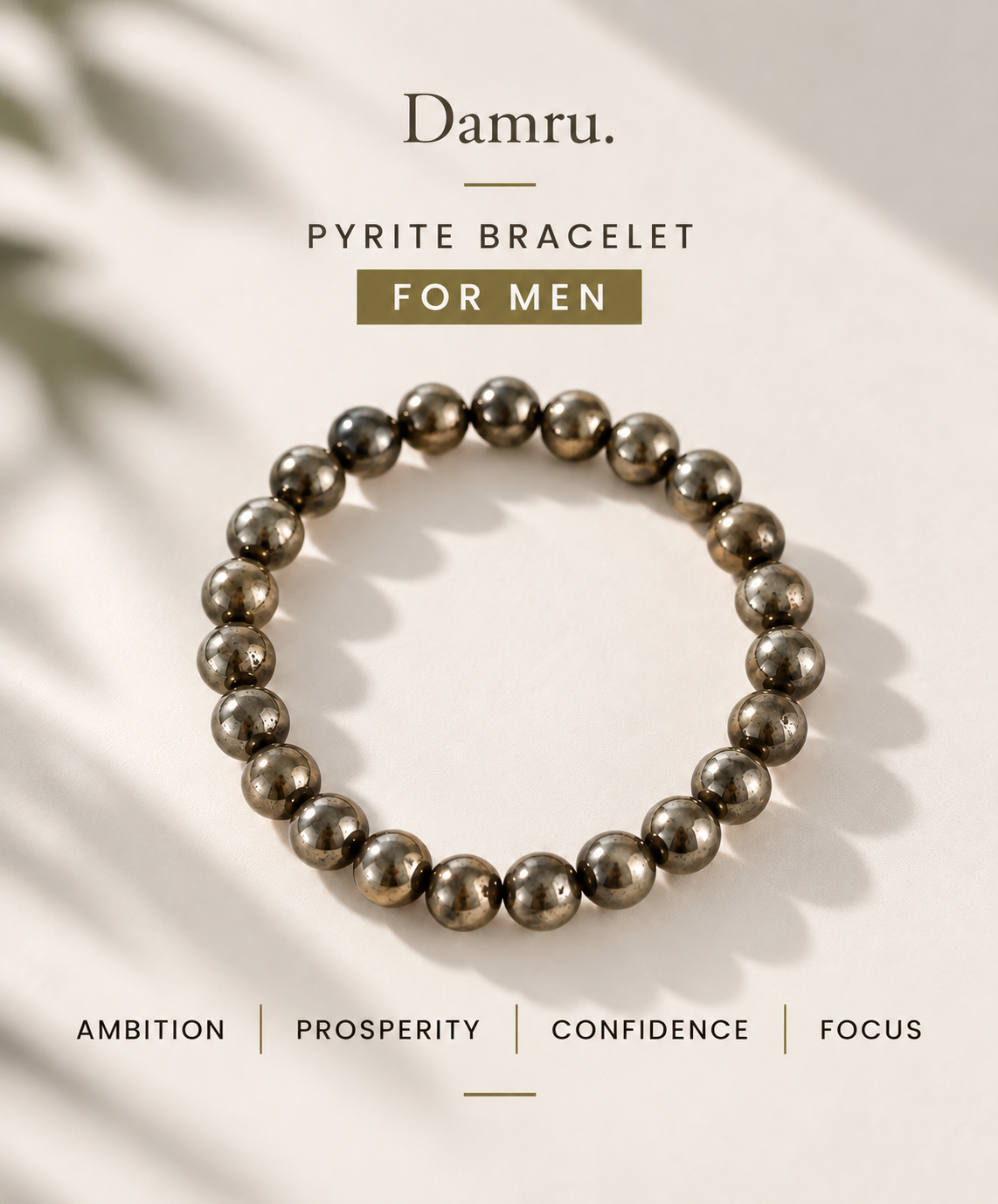 Pyrite Bracelet for Men – Natural Stone for Wealth & Focus by Damru.