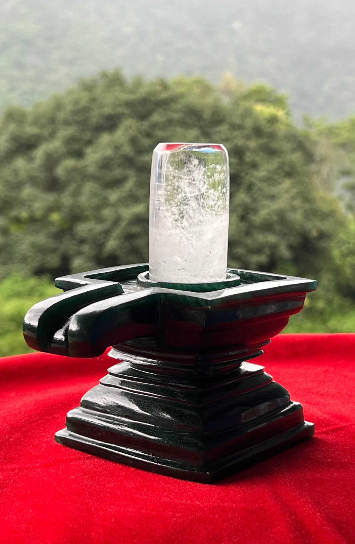 The Sphatik & Green Aventurine Shivling — Handcrafted Sacred Edition