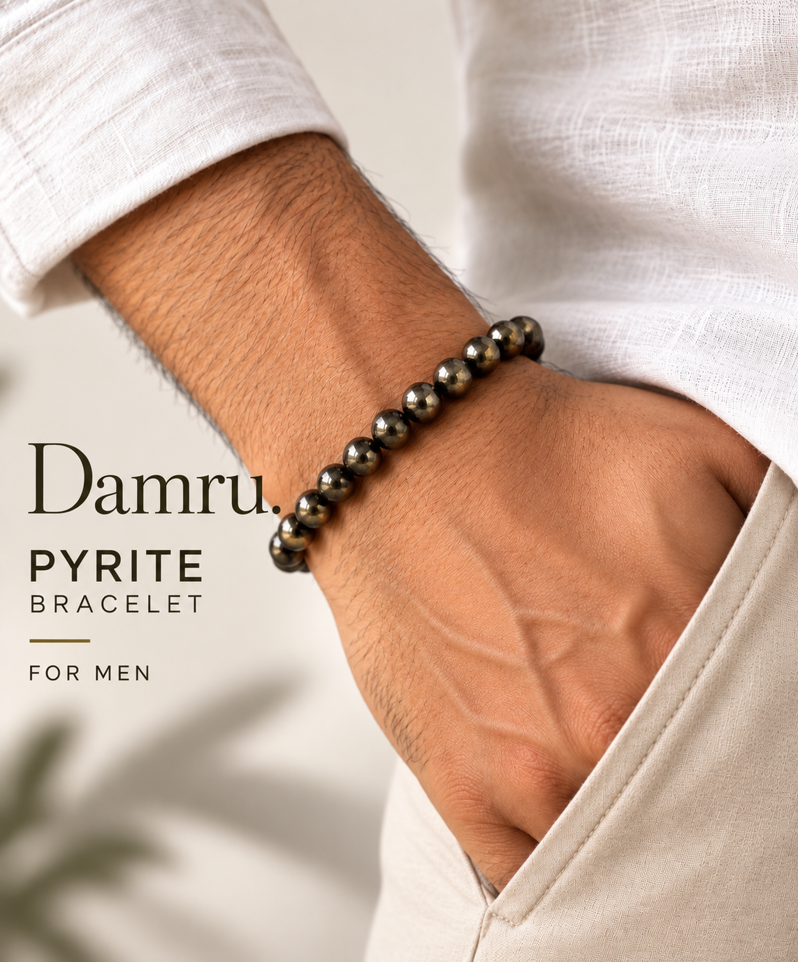 Pyrite Bracelet for Men – Natural Stone for Wealth & Focus by Damru.