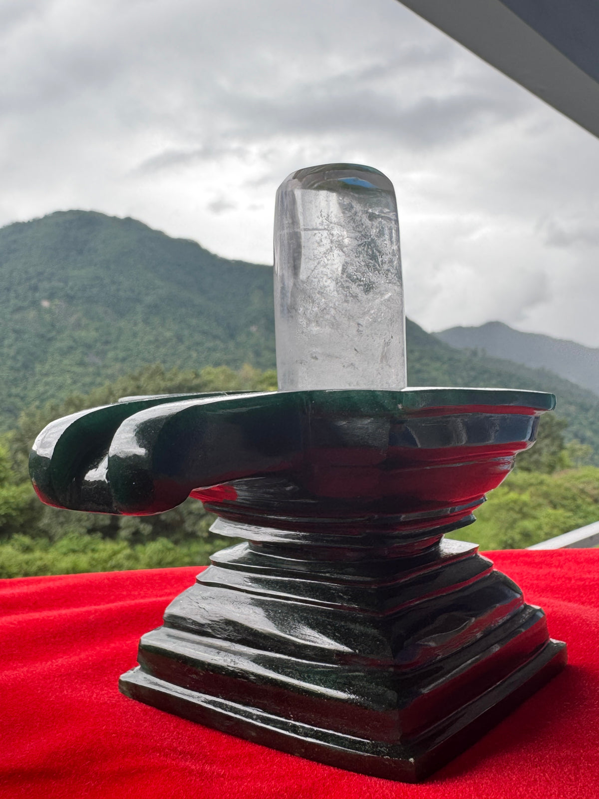 The Sphatik & Green Aventurine Shivling — Handcrafted Sacred Edition