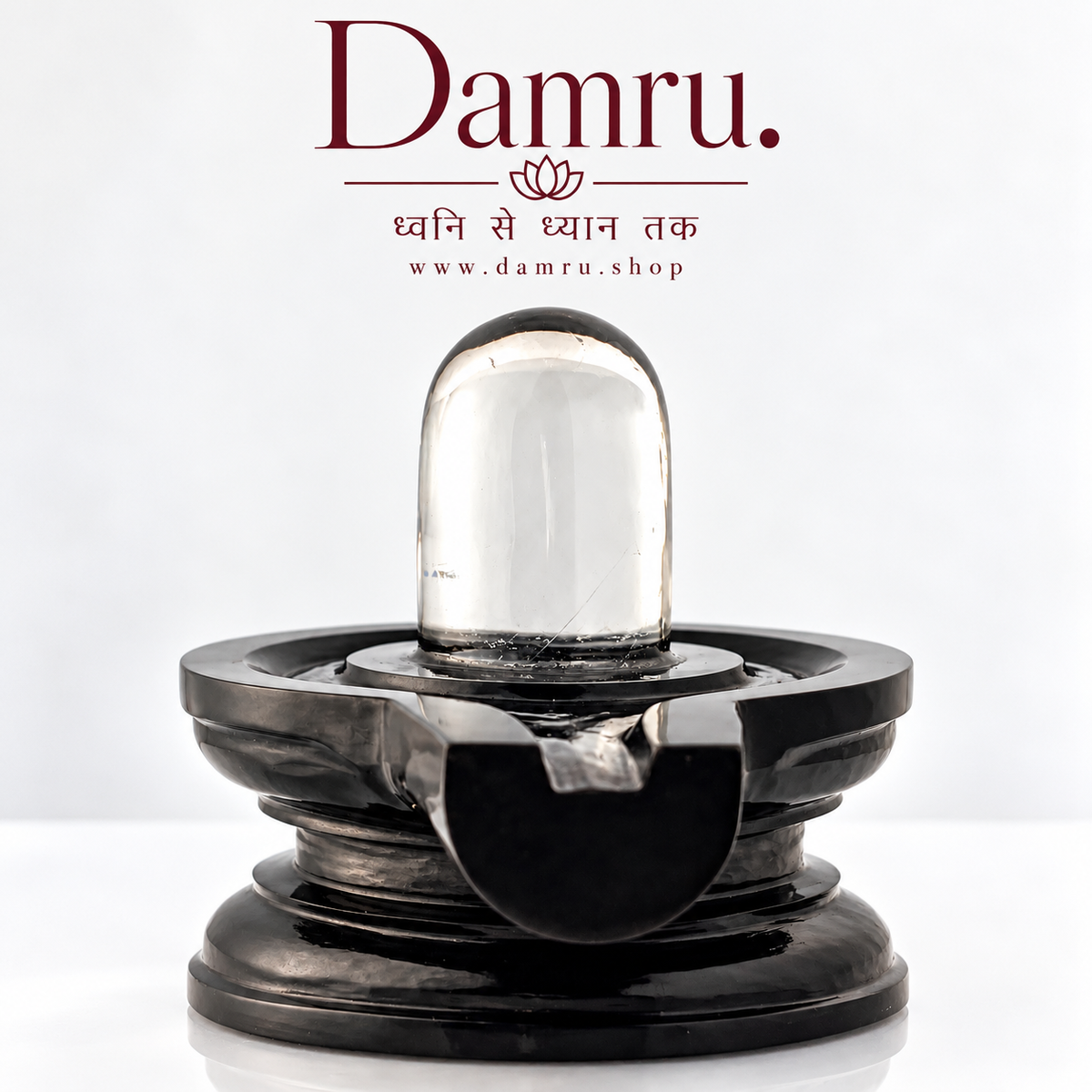 Premium Crystal Sphatik Shivling with Black Base for Home Puja