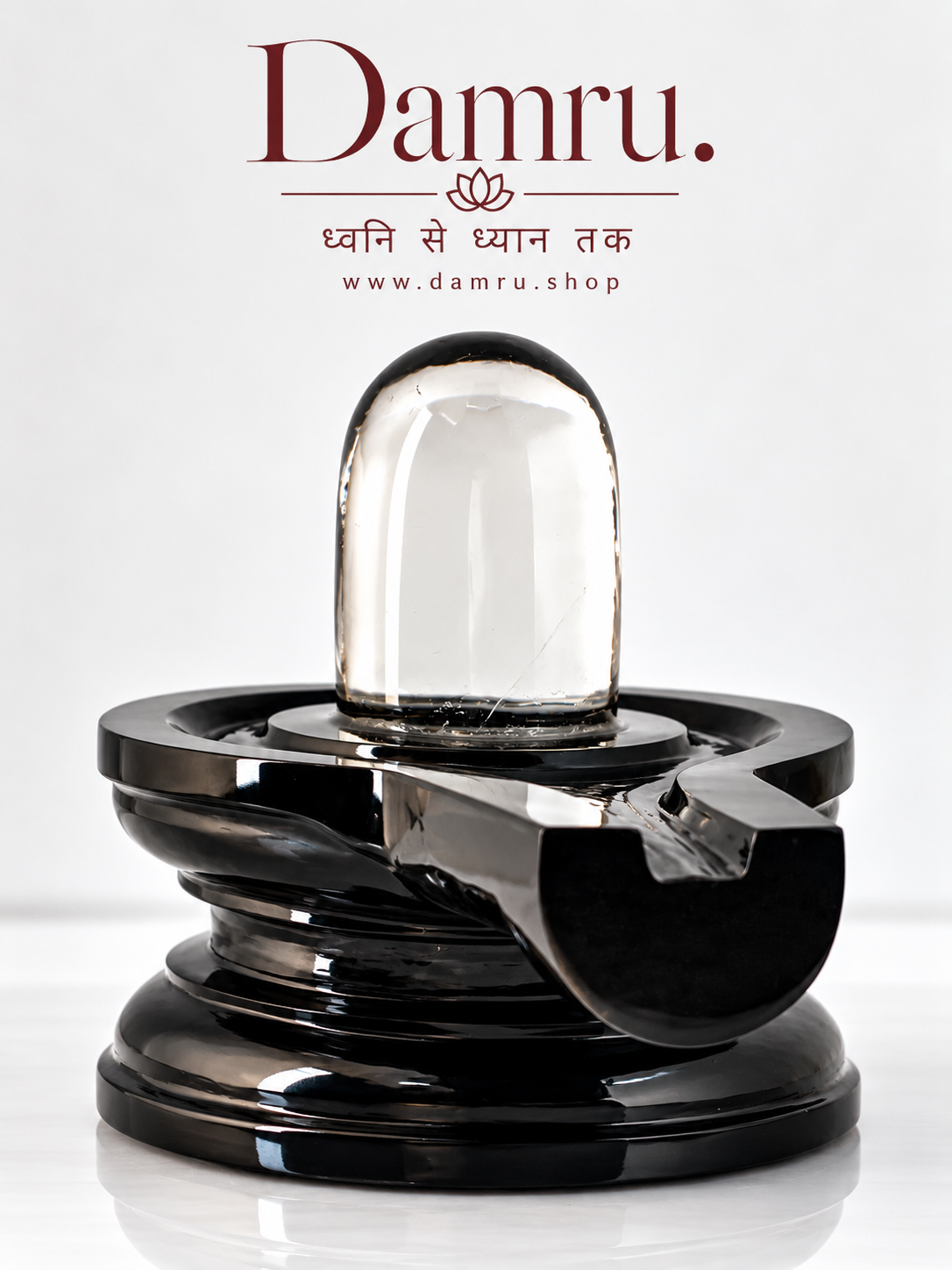 Premium Crystal Sphatik Shivling with Black Base for Home Puja