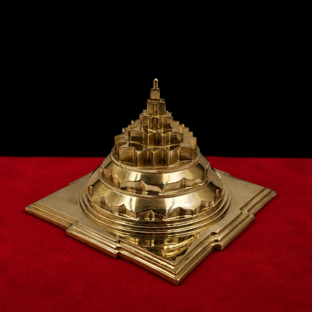 Solid Panchdhatu Meru Sri Yantra. Precision-carved with flawless sacred geometry 5 inch.