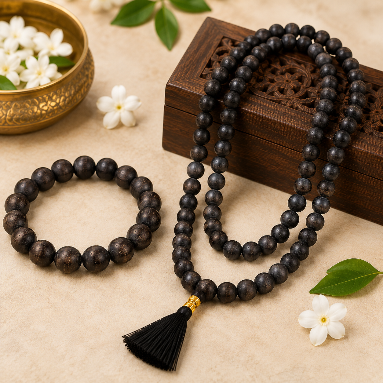 Authentic Karungali Mala & Bracelet Combo Set – 15% Combo Discount
