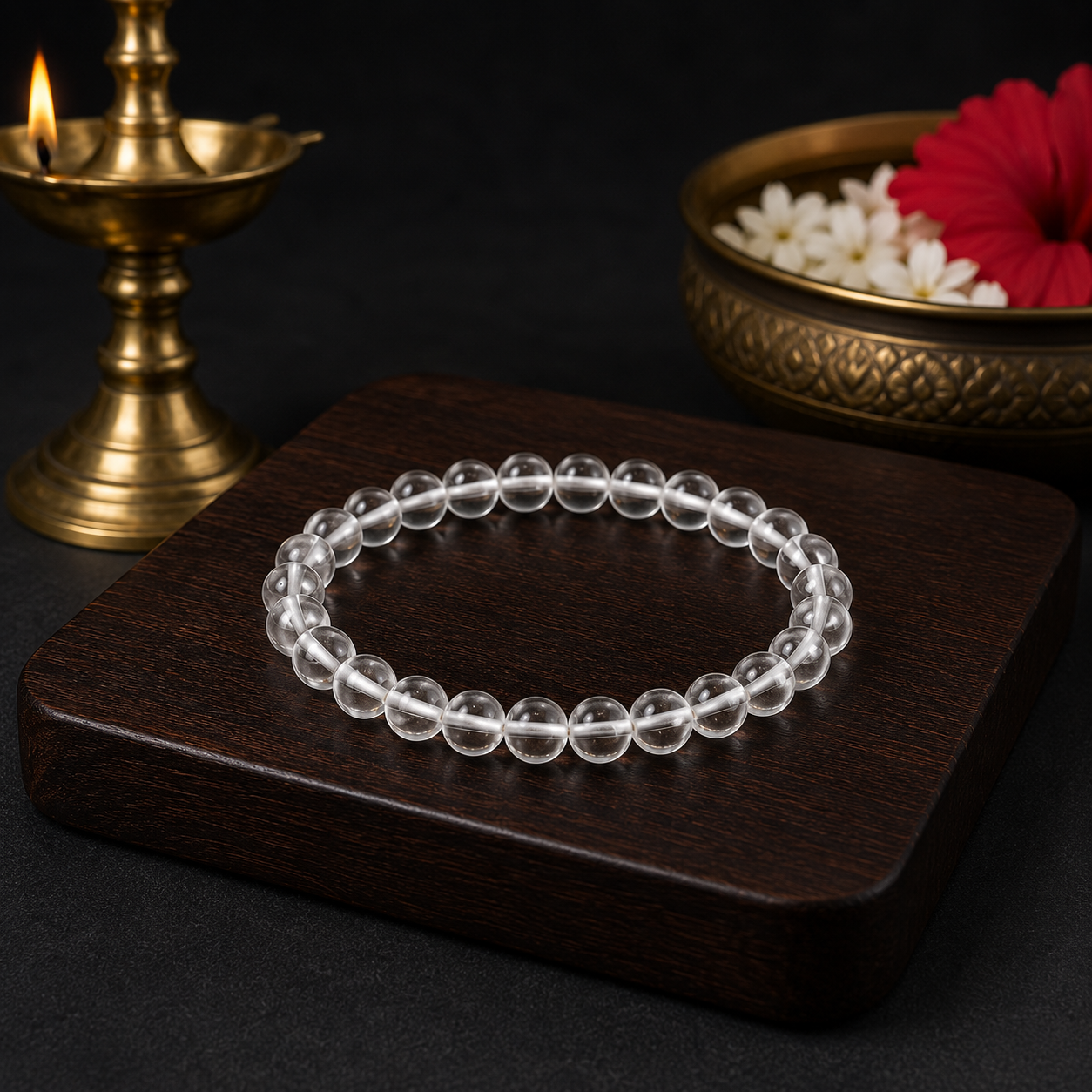 Natural Sphatik Bracelet – 8 mm Crystal Quartz Beads | Unisex Stretch Bracelet