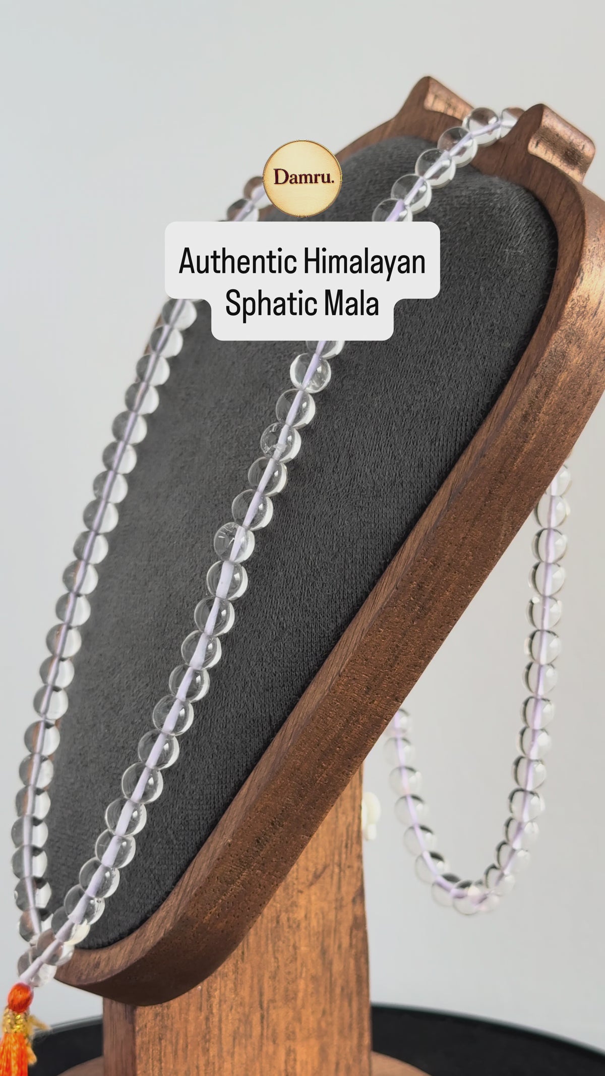 Natural Sphatik Mala – 8 mm Crystal Quartz Beads | 108-Bead Japa Mala